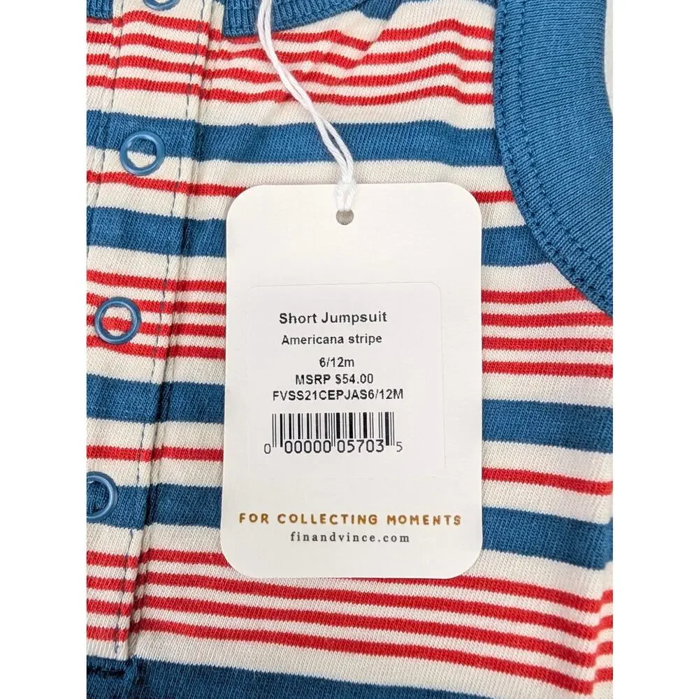 Fin & Vince Americana Shorts Romper - 6-12 Months